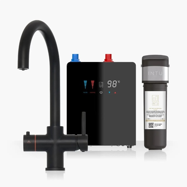 Kartell Brewmaster Matt Black 4-1 swan tap with digital tank - 4 Litre tank