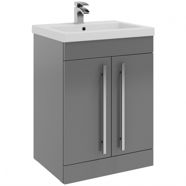 Kartell Purity/Matrix 600mm 2 Door Floor Standing Unit Storm Grey Gloss