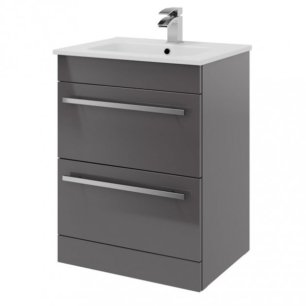 Kartell Purity/Matrix 600mm 2 Drawer Floor Standing Unit Storm Grey Gloss
