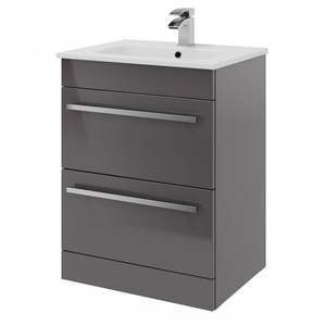 Kartell Purity/Matrix 600mm 2 Drawer Floor Standing Unit Storm Grey Gloss