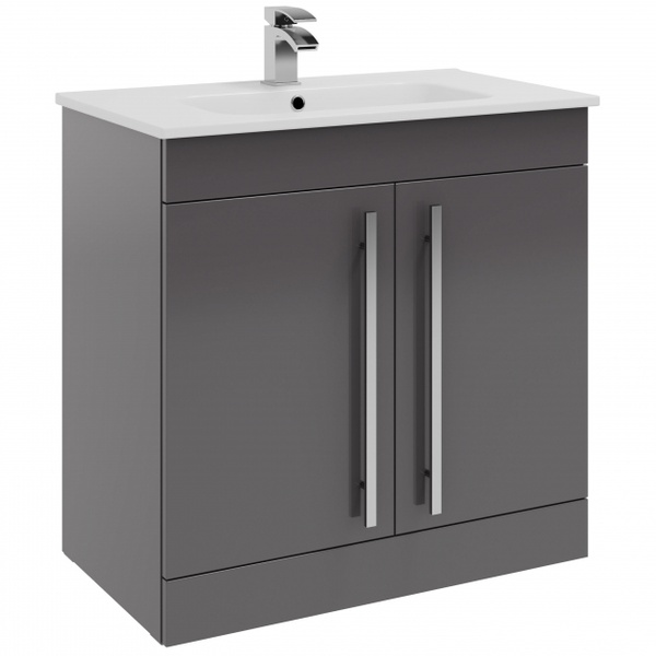 Kartell Purity 800mm 2 Door Floor Standing Unit Storm Grey Gloss