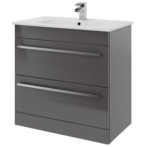 Kartell Purity 800mm 2 Drawer Floor Standing Unit Storm Grey Gloss