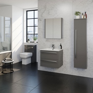 Kartell Purity 800mm 2 Drawer Wall Mounted Unit Storm Grey Gloss