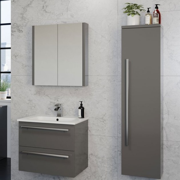 Kartell Purity 1400mm Wall Mounted Side Unit Storm Grey Gloss