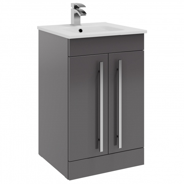 Kartell Purity 390. 500mm 2 Door Floor Standing Unit Storm Grey Gloss