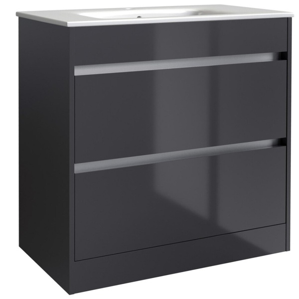Kartell City 800x460mm Floor Standing Unit Storm Grey Gloss