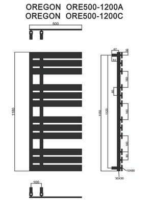 Kartell Oregon 500mm x 1180mm - Chrome