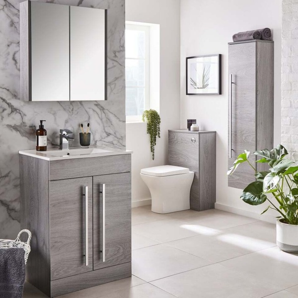 Kartell Purity/Matrix 600mm 2 Door Floor Standing Unit Silver Oak