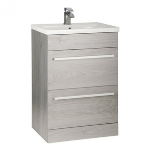 Kartell Purity/Matrix 600mm 2 Drawer Floor Standing Unit Silver Oak