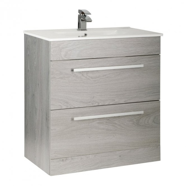 Kartell Purity 800mm 2 Drawer Floor Standing Unit Silver Oak