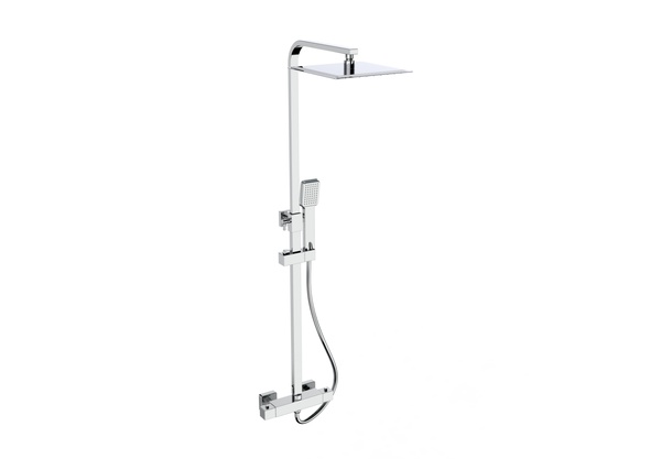Kartell Pure Thermostatic Bar Shower with Ultra Slim Stainless Shower Drencher and Sliding Handset