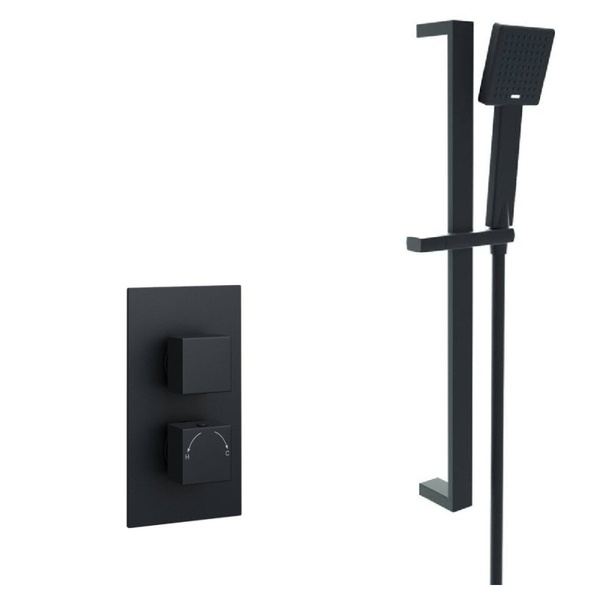Kartell Nero Square Concealed Therm. Shower Valve Matt Black