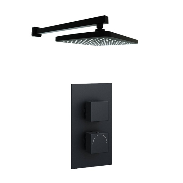 Kartell Nero Square Wall Mounted Fixed Head & Arm Matt Black
