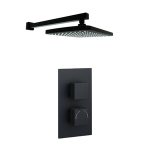 Kartell Nero Square Wall Mounted Fixed Head & Arm Matt Black