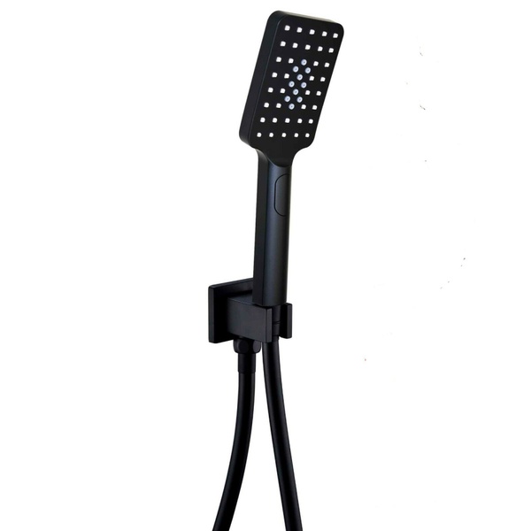 Kartell Nero Square Outlet Elbow with Wall Bracket and Handset