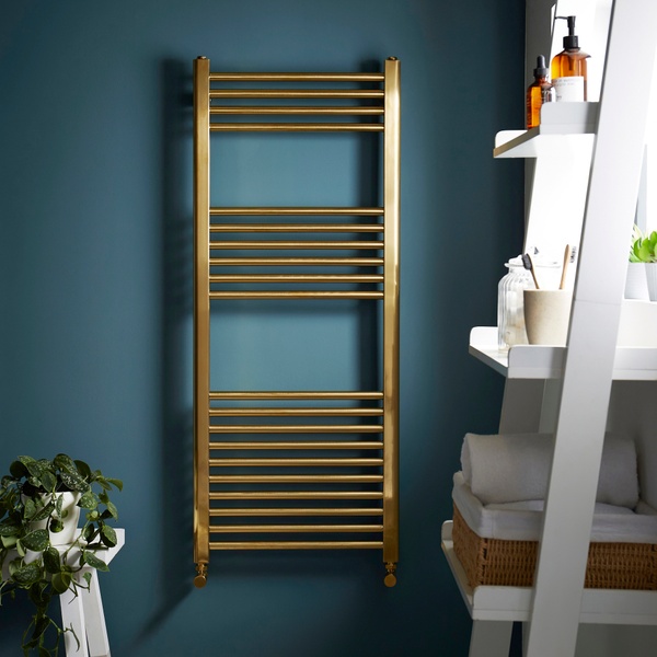 Kartell 22mm Straight Towel Rail 500mm x 1600mm - Brushed Brass