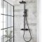 Kartell NERO SQUARE THERMOSTATIC EXPOSED BAR SHOWER WITH OVERHEAD DRENCHER AND SLIDING HANDSET