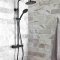 Kartell NERO ROUND THERMOSTATIC EXPOSED BAR SHOWER WITH OVERHEAD DRENCHER AND SLIDING HANDSET
