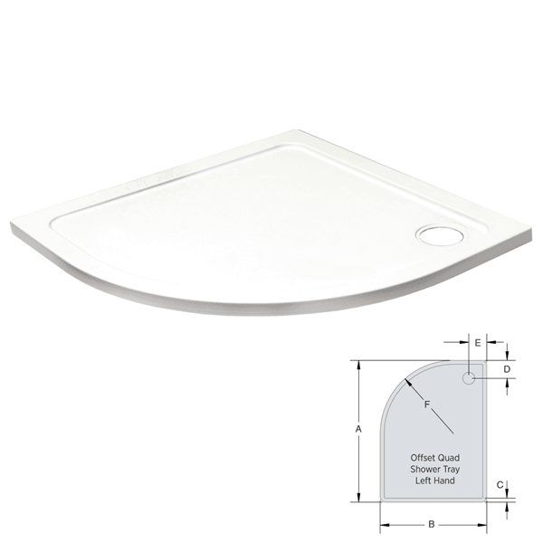 Shower Tray by Kartell - K-Vit 900 x 800mm LH Quadrant Low Profile 