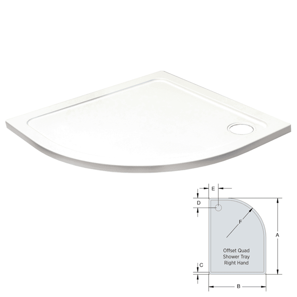 Shower Tray by Kartell - K-Vit 1200 x 800mm RH Offset Quad Low Profile 