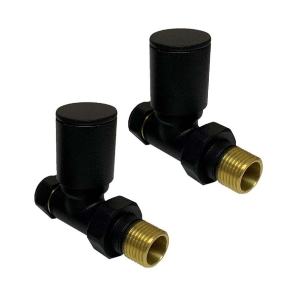 Kartell Black Radiator Valve Straight 15mm (Pair)