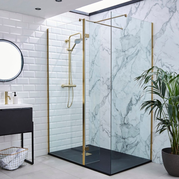 Kartell Brushed Brass Wetroom Profile Kit (Wall Profile & Bracing Bar)