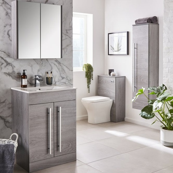 Kartell Purity 800mm 2 Door Floor Standing Unit Silver Oak