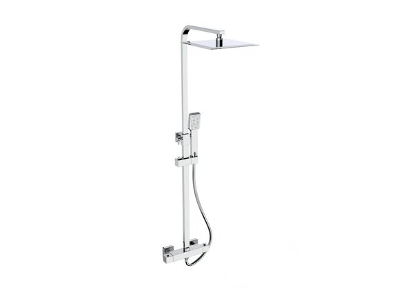 Kartell Pure Thermostatic Bar Shower with Ultra Slim Stainless Shower Drencher and Sliding Handset