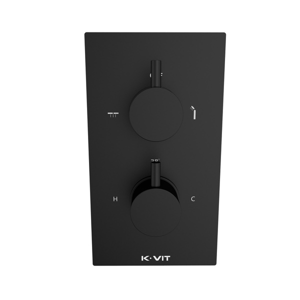 Kartell Nero Round Concealed Therm. Shower Valve with diverter Matt Black