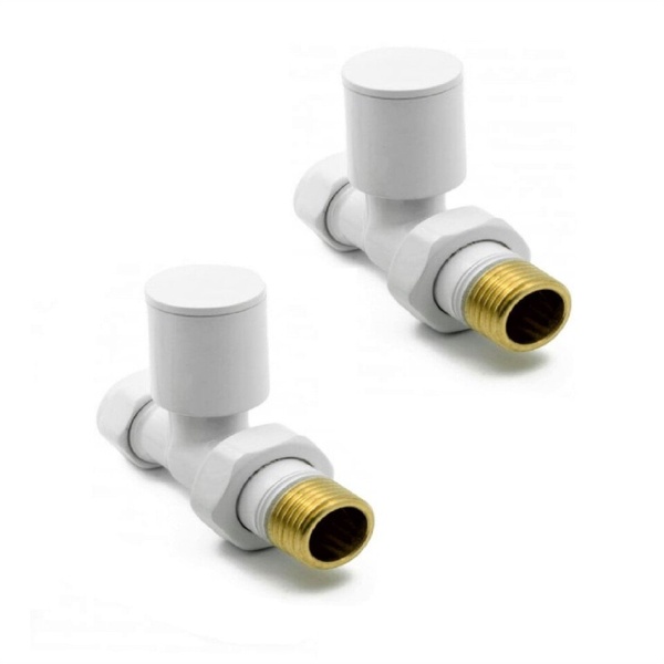 Kartell White Radiator Valve Straight 15mm (Pair)