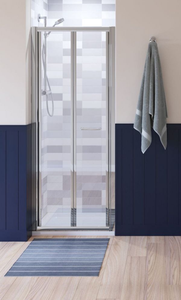 Reduced Height 1750mm x 700mm Shower Bifold Door Silver Frame