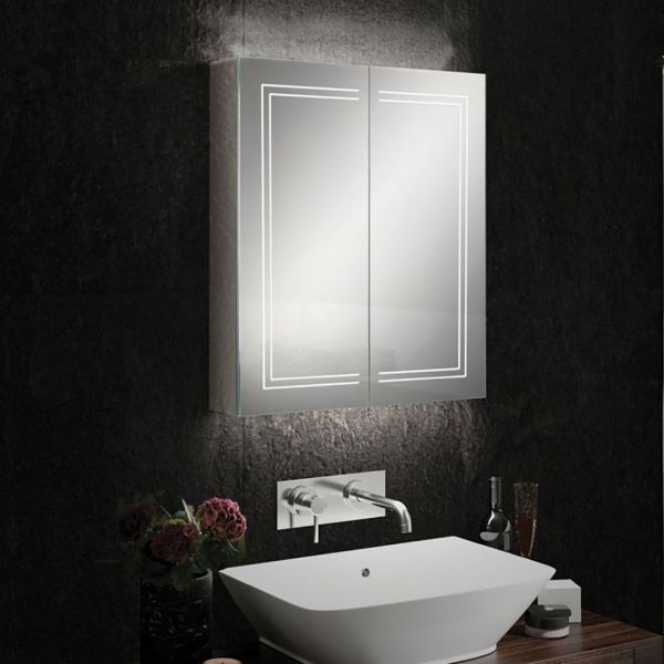 HiB Edge 60 LED Demisting Mirrored Aluminium Bathroom Cabinet