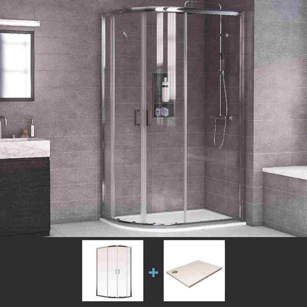Aqualux Framed 6 Offset Quadrant + Tray + Waste 1200 x 800 , Shower