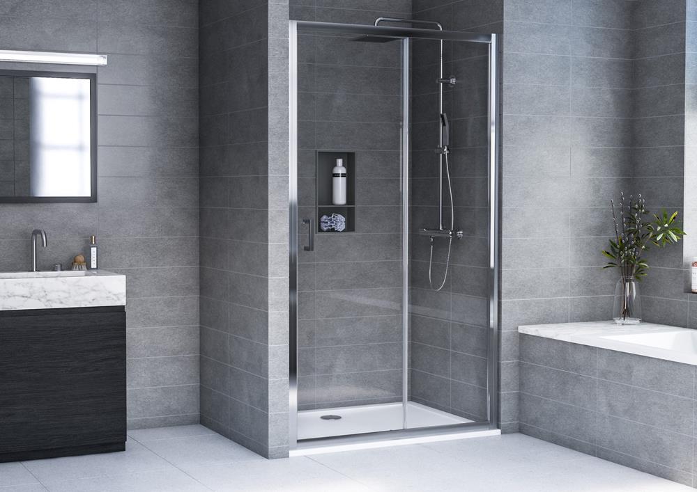 Aqualux Framed 6 Sliding Shower Door 1000mm, Shower Enclosures, 1193803