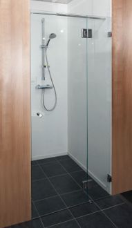 Canberra Frameless Corner Enclosure with Single Door Wall to wall - with Single Door