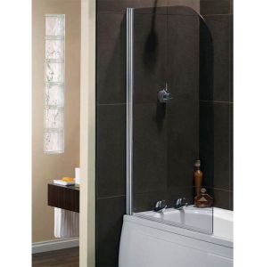 Ellbee Profile Plus Platinum Glass Classic Bath Screen with Rise and Fall Hinge 800mm