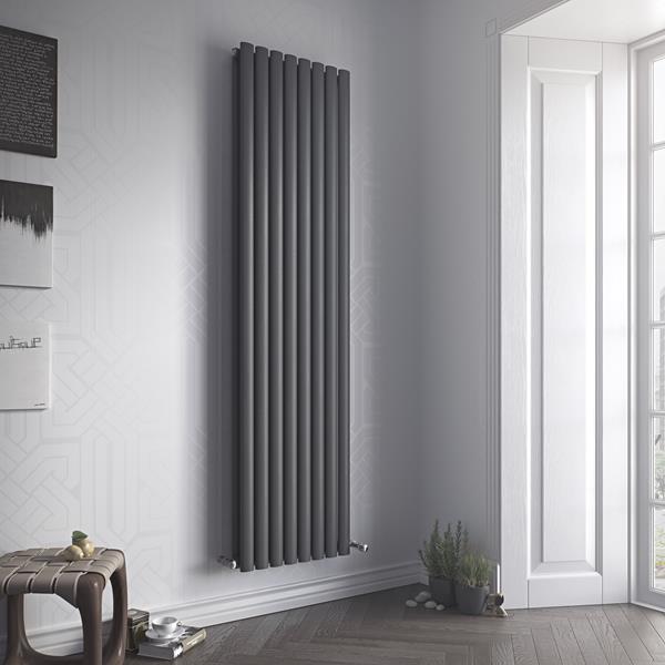 Eucotherm Nova Duo Tube Vertical Radiator 1500 H X 410 W In Textured Matt Anthracite