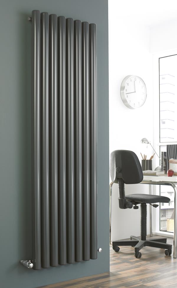 Vulkan Round Tube Single Vertical 1800 H X 585 W in Anthracite 