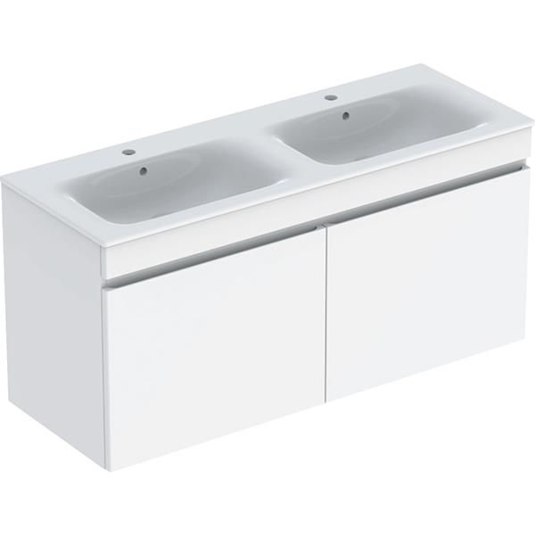 Geberit Renova Plan 1300mm Double Basin & Gloss White Drawer Vanity Unit