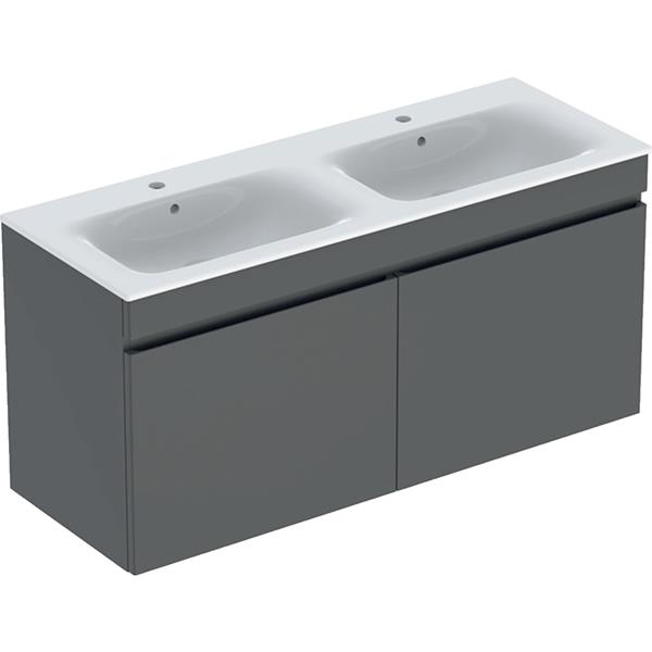 Geberit Renova Plan 1300mm Double Basin & Lava Matt Drawer Vanity Unit