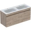 Geberit Renova Plan 1300mm Double Basin & Hickory Drawer Vanity Unit