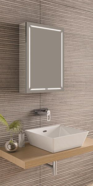 Hib Groove 50 Led Demisting Bluetooth Mirrored Aluminium Bathroom