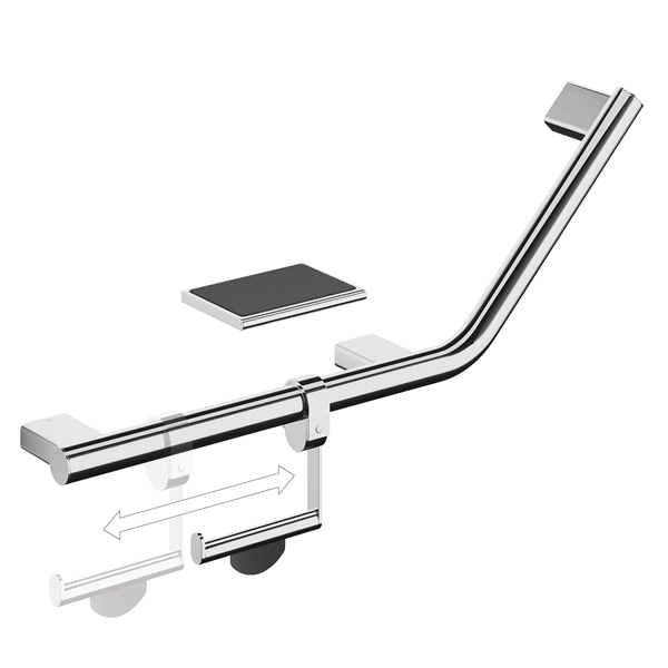 HIB Angled Grab Rail with Toilet Roll Holder & Shelf (left)