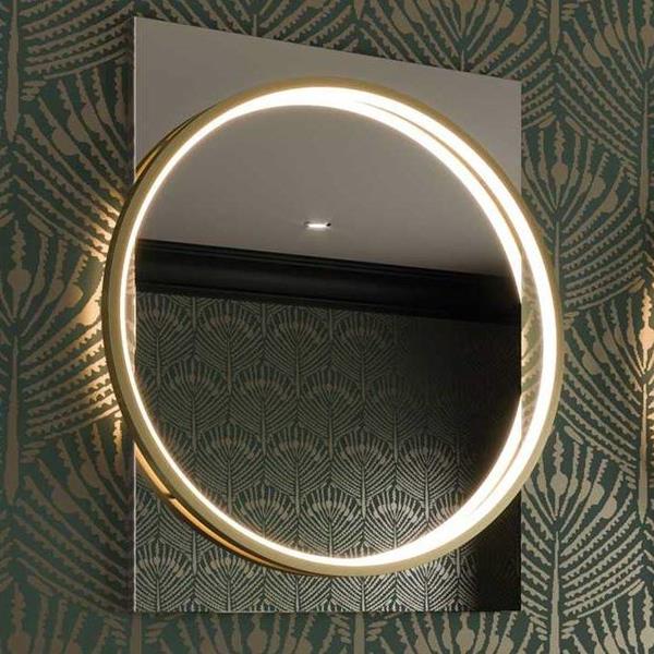 HIB Solas 50(60)cm x 70cm Illuminated Mirror (Brushed Brass Frame)