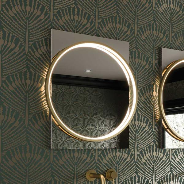 HIB Solas 60(70)cm x 80cm Illuminated Mirror (Brushed Brass Frame)
