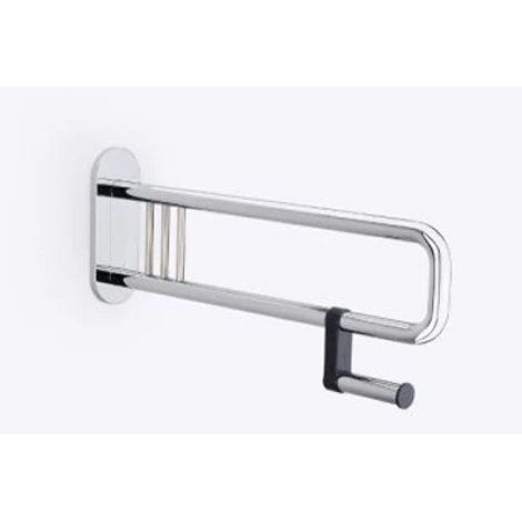 Lakes Series 400 Steel SG Folding Support Handle with Toilet Roll Holder 750mm - Chrome