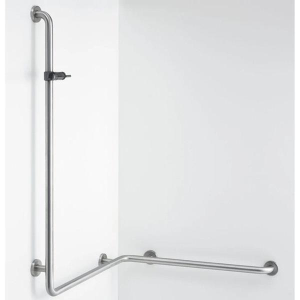 Lakes Series 400 Steel SG Wall Handrail with Shower Holder 1000mm x 560mm x 775mm - Chrome