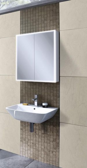 HiB Qubic 60 LED Mirrored Aluminium Bathroom Cabinet
