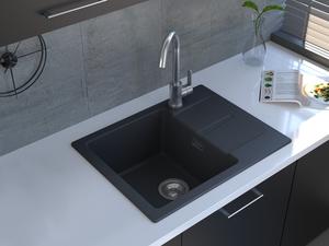 Reginox, Avignon 10 BS  Compact Single Bowl Single Drainer Granite Sink in Black Silvery