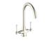 Reginox - Elbe Brushed Nickel Swan Neck Tap with White Levers